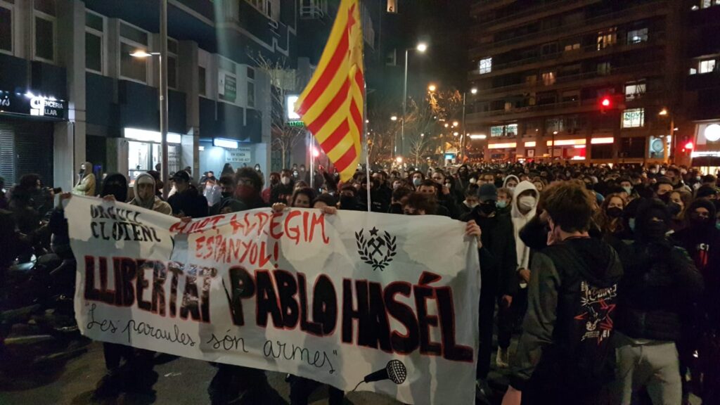 Demonstrationståg i Barcelona